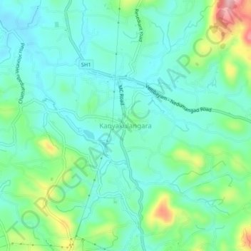 Mappa topografica Kanyakulangara, altitudine, rilievo