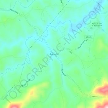 Mappa topografica Batesville, altitudine, rilievo