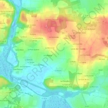Mappa topografica L'Archais, altitudine, rilievo