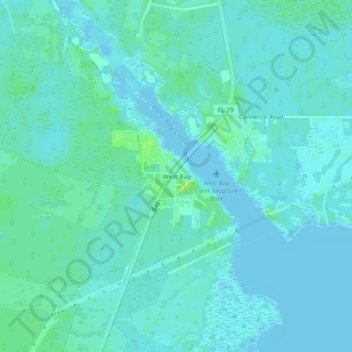 Mappa topografica West Bay, altitudine, rilievo