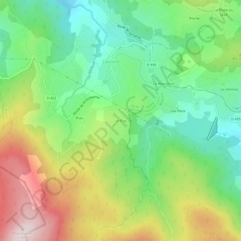Mappa topografica Le Puy, altitudine, rilievo