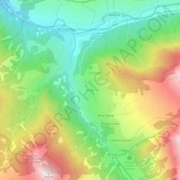Mappa topografica Thures, altitudine, rilievo