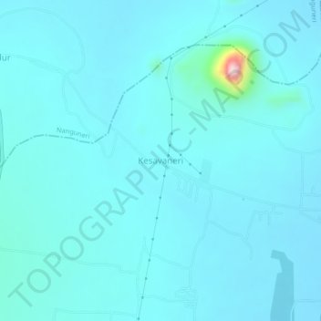 Mappa topografica Kesavaneri, altitudine, rilievo