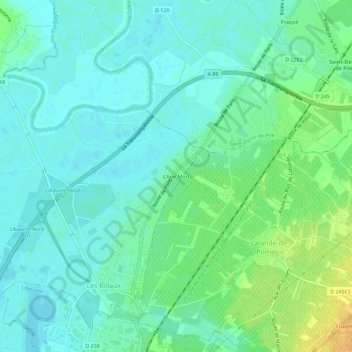 Mappa topografica L'Ane Mort, altitudine, rilievo