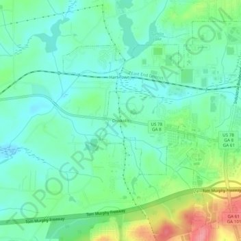 Mappa topografica Driskolls, altitudine, rilievo