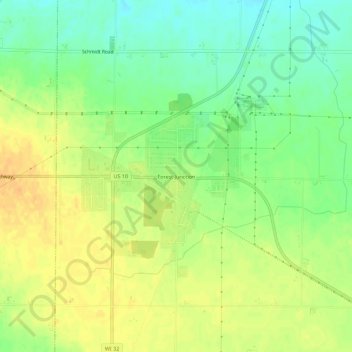 Mappa topografica Forest Junction, altitudine, rilievo