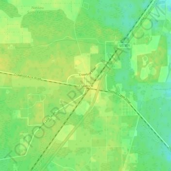 Mappa topografica Crawford, altitudine, rilievo