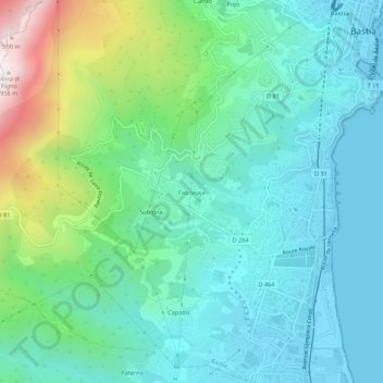 Mappa topografica Falconaja, altitudine, rilievo