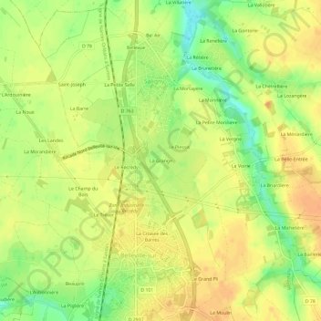 Mappa topografica La Grange, altitudine, rilievo