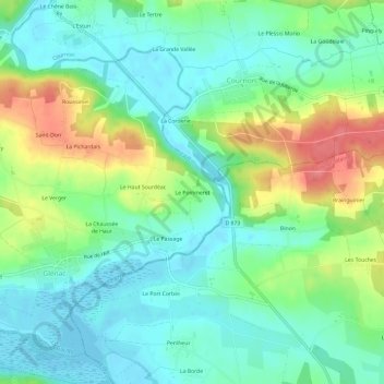 Mappa topografica Le Pommeret, altitudine, rilievo