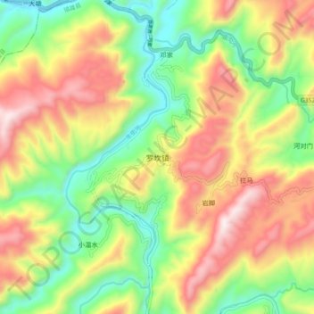 Mappa topografica 罗坎镇, altitudine, rilievo