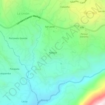 Mappa topografica Atalaya, altitudine, rilievo