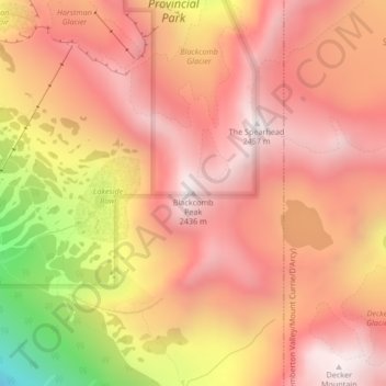 Mappa topografica Blackcomb Peak, altitudine, rilievo