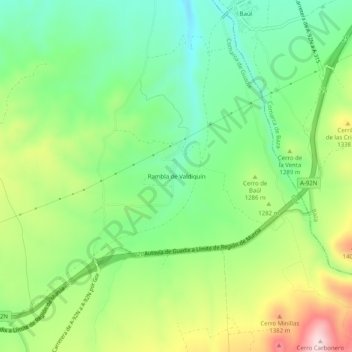 Mappa topografica Rambla de Valdiquín, altitudine, rilievo