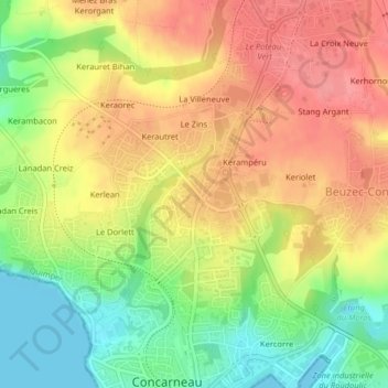 Mappa topografica La Maison Blanche, altitudine, rilievo