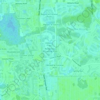 Mappa topografica Residences at Coconut Point, altitudine, rilievo