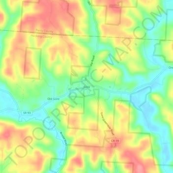 Mappa topografica Gore, altitudine, rilievo