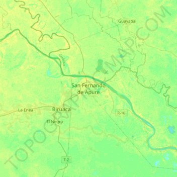 Mappa topografica San Fernando de Apure, altitudine, rilievo