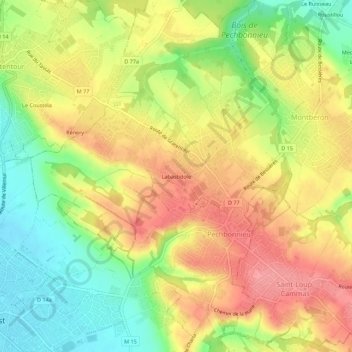 Mappa topografica Labastidole, altitudine, rilievo