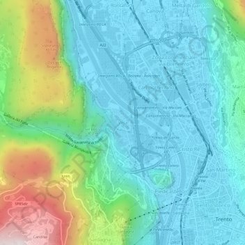 Mappa topografica Vela, altitudine, rilievo