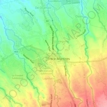 Mappa topografica San Agustin, altitudine, rilievo