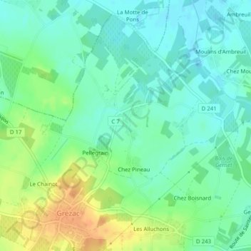 Mappa topografica Les Courtets, altitudine, rilievo