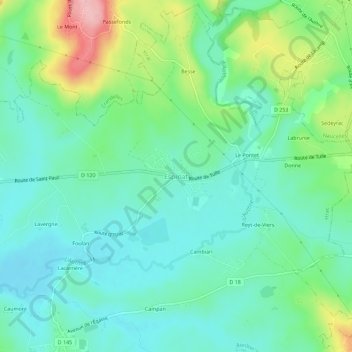 Mappa topografica Espinat, altitudine, rilievo