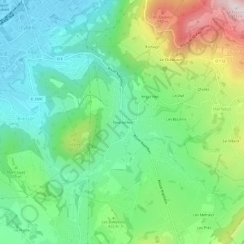 Mappa topografica Tavernolles, altitudine, rilievo