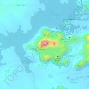 Mappa topografica Pedra da Galinha Choca, altitudine, rilievo