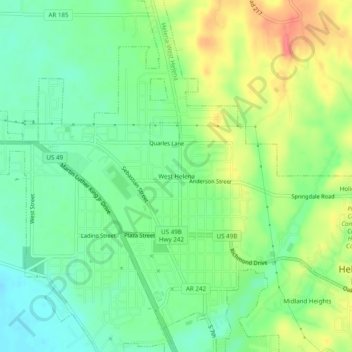 Mappa topografica West Helena, altitudine, rilievo