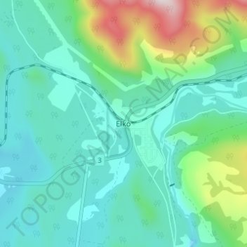 Mappa topografica Elko, altitudine, rilievo