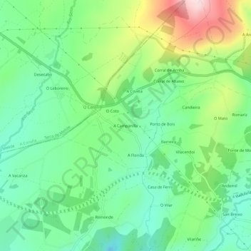 Mappa topografica A Campanilla, altitudine, rilievo
