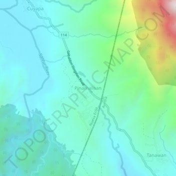Mappa topografica Pinamalisan, altitudine, rilievo