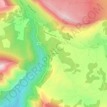 Mappa topografica Les Planesteles, altitudine, rilievo