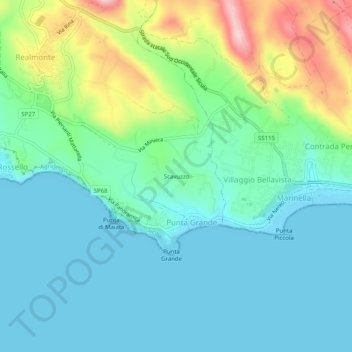 Mappa topografica Scavuzzo, altitudine, rilievo