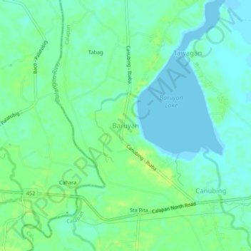 Mappa topografica Baruyan, altitudine, rilievo