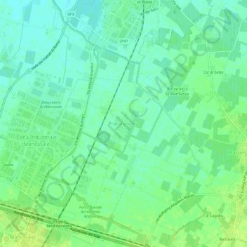 Mappa topografica Pratofontana, altitudine, rilievo