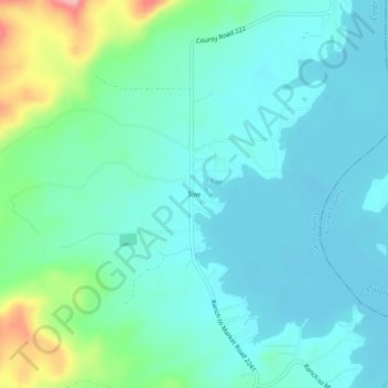 Mappa topografica Tow, altitudine, rilievo
