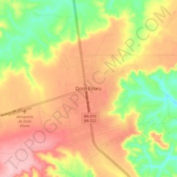 Mappa topografica Dom Eliseu, altitudine, rilievo