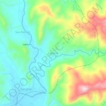 Mappa topografica Liquicia, altitudine, rilievo