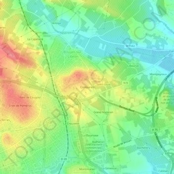 Mappa topografica Compariès, altitudine, rilievo