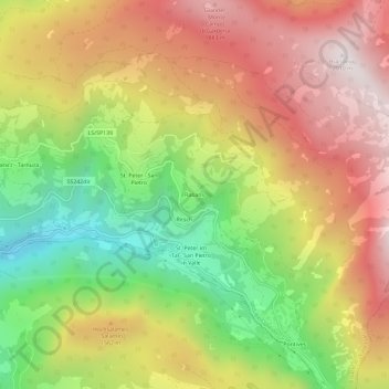 Mappa topografica Rabans, altitudine, rilievo