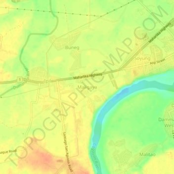 Mappa topografica Maligaya, altitudine, rilievo