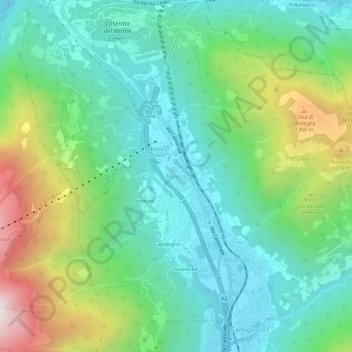 Mappa topografica Rivera, altitudine, rilievo