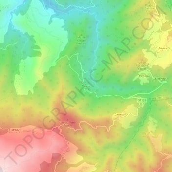 Mappa topografica Pereto, altitudine, rilievo