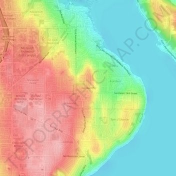Mappa topografica Kenilworth, altitudine, rilievo