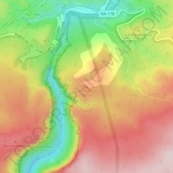 Mappa topografica Las Trancas, altitudine, rilievo
