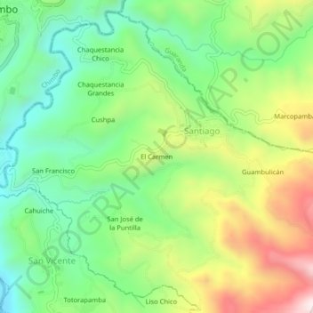 Mappa topografica El Carmen, altitudine, rilievo