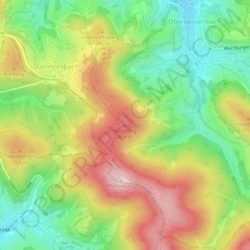 Mappa topografica Meisberg, altitudine, rilievo