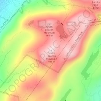 Mappa topografica Mt. Beacon Fire Observation Tower, altitudine, rilievo